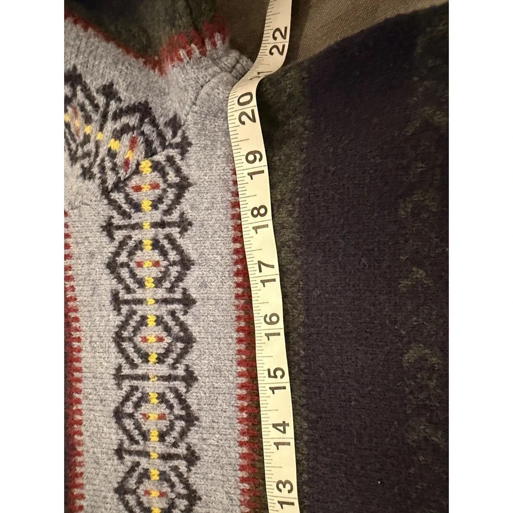 Tommy Hilfiger Men's Fair Isle Knit Sweater L Blue Mock‎ Neck Button Pullover